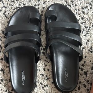 Tony Bianco Black Chunky Slide Sandals
